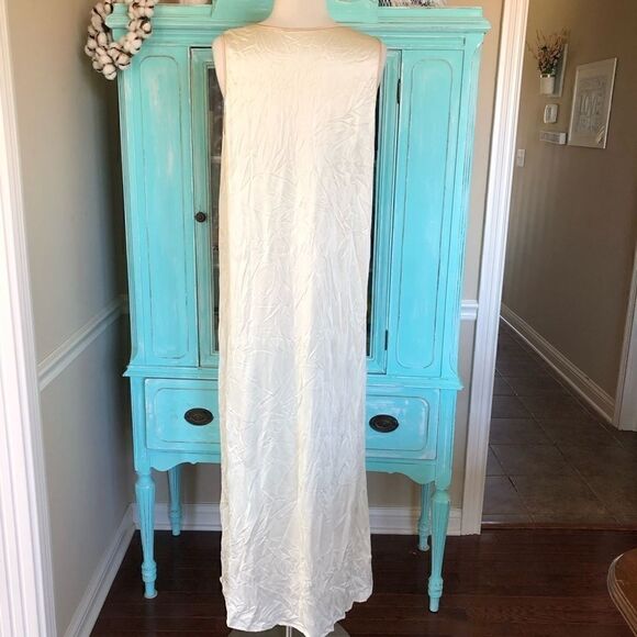 Vintage 70s 80s Nylon Nightgown Pajama Dress Beige - Picture 3 of 10